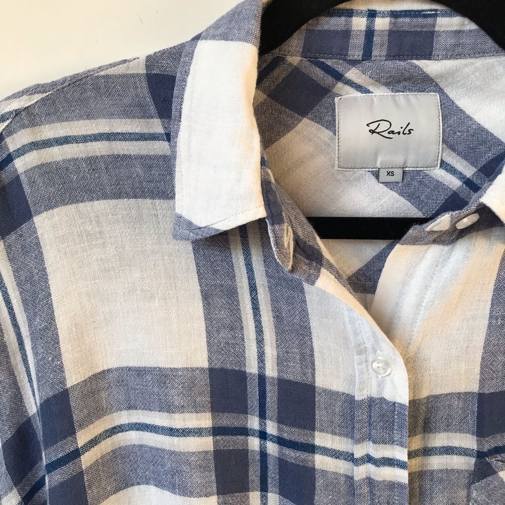 Rails Button Front Top Tie-Front Blouse XS - Picture 5 of 8